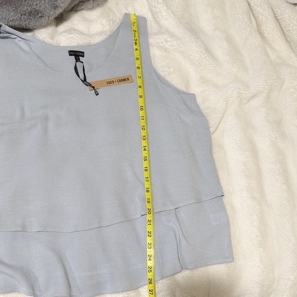 NWT Coco + Carmen Size L/XL Light Blue Layered Knit Tank - Picture 7 of 8